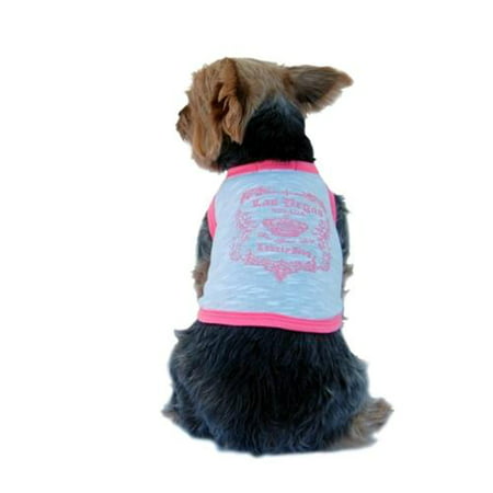 Pet Dog Puppy Clothes Apparel White/Pink Trim Las Vegas Soft Cotton T Shirt Top - Small ...