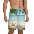 thumbnail image 2 of Kdxio Starfish in Beach Print Mens Sleep Shorts Bottoms Soft Comfy Pajama Wear Pants with Drawstring Pockets, 2 of 7