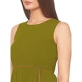 thumbnail image 4 of eloria Women's Georgette Boat neck Sleevless Partywear A line Maxi Dress, Color : Olive Green | Size : XS, 4 of 6