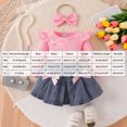 thumbnail image 2 of Toddler Girl Clothes Toddler Baby Girl Fall Winter 9 12 18 24 Months 2T 3T Long Sleeve Ruffle Romper Top Denim Pleated Skirt Set 3Pcs Clothes Set, 2 of 7