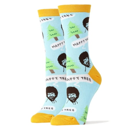 

Oooh Yeah Women s Funny Bob Ross Colorful Crew Socks Happy Tree Novelty Cool Cotton Socks