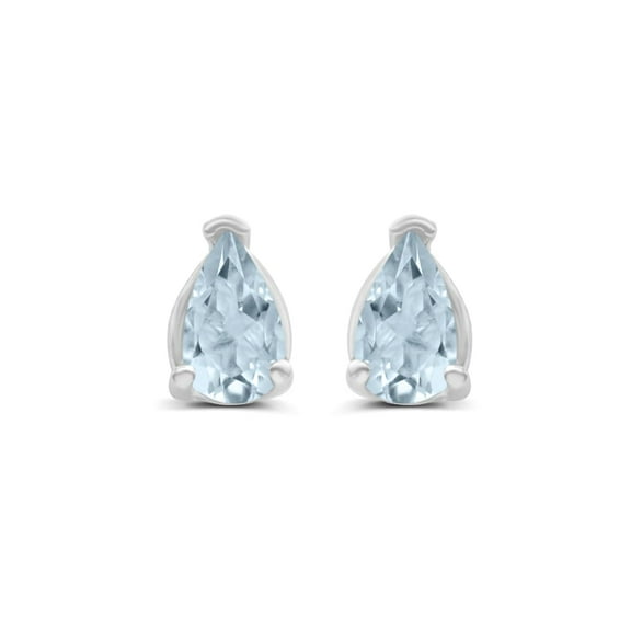 TimeLess Classics Pear Shape Aquamarine Stud Earrings in 14K White Gold - 5x3MM