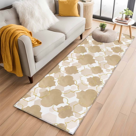 2'x6' Rug Runners for Hallways Kitchen, Light Brown Moroccan Non Slip Entryway Beside Floor Carpet Runner, Modern Geometric Abstract Art Washable Laundry Room Bedroom Throw Rugs Mat for Family Pet