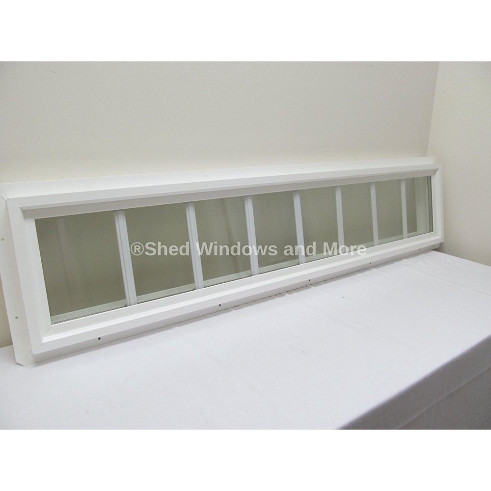 Transom Window Double Pane PVC Frame 10" x 48" w/grids