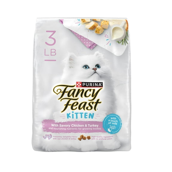 Purina Fancy Feast Indoor Dry Kitten Food, Chicken & Turkey, 3 lb Bag
