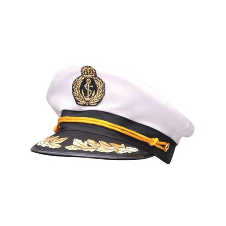Yacht Captain Hat Sea Skipper White Navy Sailor Cap Costume Boater Hat Party