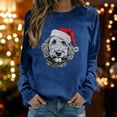 thumbnail image 2 of Fiaer Women's Christmas Sweatshirts Cute Printed Long Sleeve Xmas Pullover Crew Neck Baggy Plus Size Comfort Holiday Tops Dark Blue M, 2 of 5