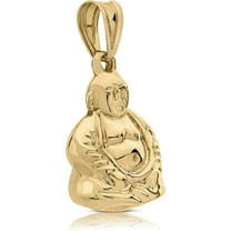 Art and Molly Real 14K Yellow Gold Polished Buddha 14mm x 11mm Puff Pendant