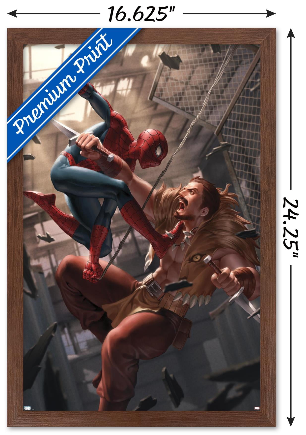 Marvel Comics - Spider-Man - Battle with Kraven Wall Poster, 14.725" x 22.375", Framed