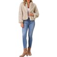 thumbnail image 2 of INSPIRE CHIC Womens Faux Fur Coat Lapel Open Front Long Sleeve Fluffy Shaggy Jacket Winter Warm Furry Overcoat L Beige, 2 of 6
