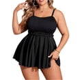 thumbnail image 2 of Women's Plus Size Two-Piece Bikini Set with Skirt Split Swimsuit, Flattering Swimwear for Beach, Pool, and Vacation, Ideal for Spring Break and Summer Fun Black L, 2 of 6