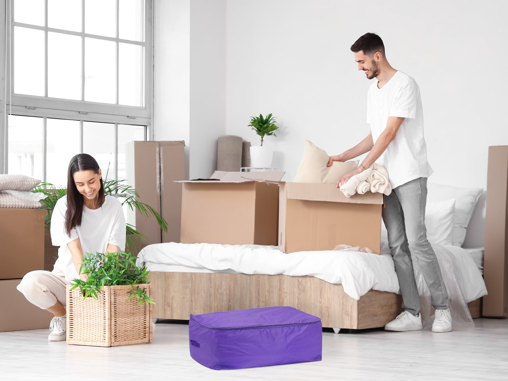Unique Bargains 1 Pack Clothes Storage Bags Moving Bags Purple 23*15.5*8.5in