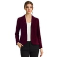 thumbnail image 1 of ChaqueDe Traje De ChaqueElástiCon Cuello De SolaPaOficiDe Trabajo PaMujer Rojo PúrpuM, 1 of 6