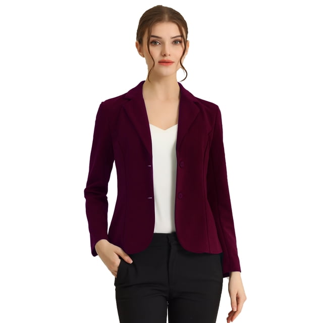 ChaqueDe Traje De ChaqueElástiCon Cuello De SolaPaOficiDe Trabajo PaMujer Rojo PúrpuM
