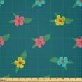 thumbnail image 2 of Ambesonne Folk Blooms Fabric by the Yard Microfiber, Ethnic Colorful Petals, 1 Yard, Petrol Blue and Multicolor, 2 of 2