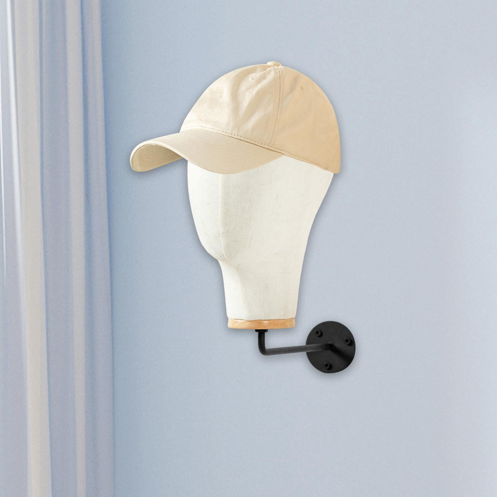 EHJRE Manikin Head Canvas Mannequin Wall Mounted Sturdy Hair Hats Hairpieces Multipurpose Hat Display Stand Beginner Home Salon 25cm Hook