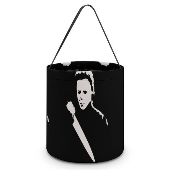 Michael Myers Candy Tote Bags Halloween Trick or Treat Bucket Bag Portable Collapsible Reusable Goody Handbag