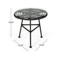 thumbnail image 2 of Louise Outdoor Woven Faux Rattan Side Table with Glass Top, Gray and Black Finish, 2 of 4