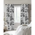 thumbnail image 3 of Black Gray Fruit Blackout Curtains, Light Blocking Print Window Curtains, Vintage Plant Nature Botanical Flower Thermal Insulated Window Drapes for Living Room Kitchen Cafe 2 Panels, 84"W x 63"L, 3 of 9