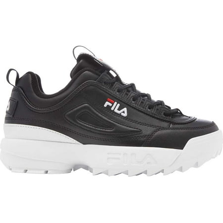 FILA - Women's Fila Disruptor II Premium Sneaker Black/White/Red 5 M ...
