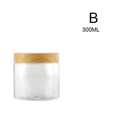 hatatit Large Transparent Plastic Food Storage Jar with Wooden Lid (5 Count)