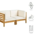 thumbnail image 2 of Dawson Outdoor Modular Acacia Wood Loveseat with Cushions, Teak and Beige, 2 of 12