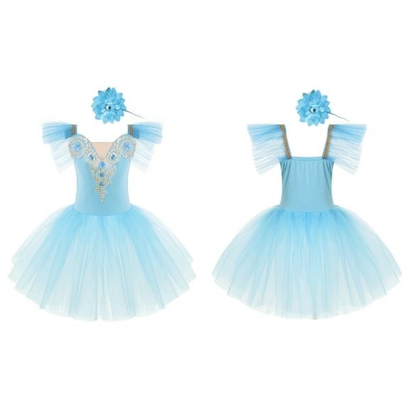 TiaoBug Kids Girls Ballet Dance Tutu Dress Ballerina Performance Dancewear