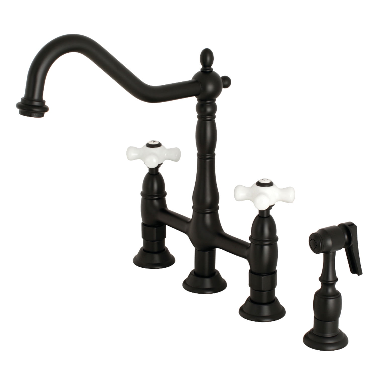 Kingston Brass KS1270PXBS Heritage Bridge Kitchen Faucet with Brass