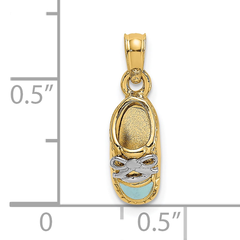 FJC Finejewelers 14k 3d Baby Shoe with Light Blue Enamel Accent White Gold Bow Charm