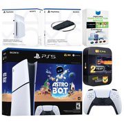 Sony PlayStation 5 Astro Bot Slim Digital Bundle with Disc Drive, Vertical Stand, MightySkins Game Collection Services and 2 Year Extended Warranty