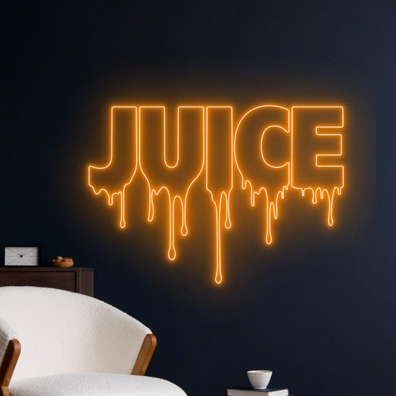 Handmadetneonsign Juice Dripping Neon Sign, Juice Fruit Wall Art Decor, Custom Text Wall Decor