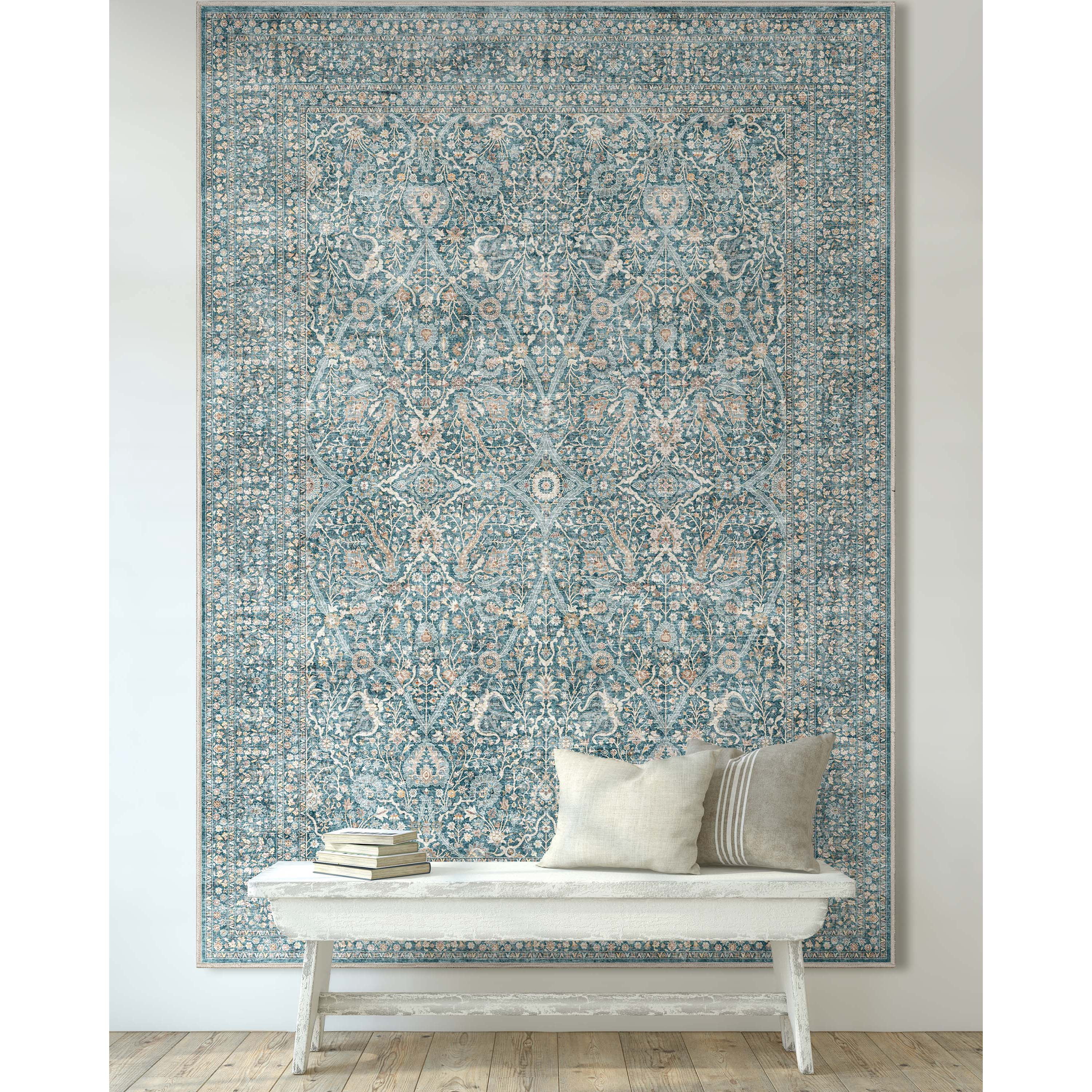 Well Woven Asha Isolde Vintage Oriental Blue 5'3" x 7'3" Flat-Weave Area Rug