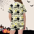 thumbnail image 4 of RUTAYY Girls Pajama Set Short Sleeve Top and Shorts Halloween Bat Moon Graphic Comfortable Nightwear Light Yellow, 4 of 5