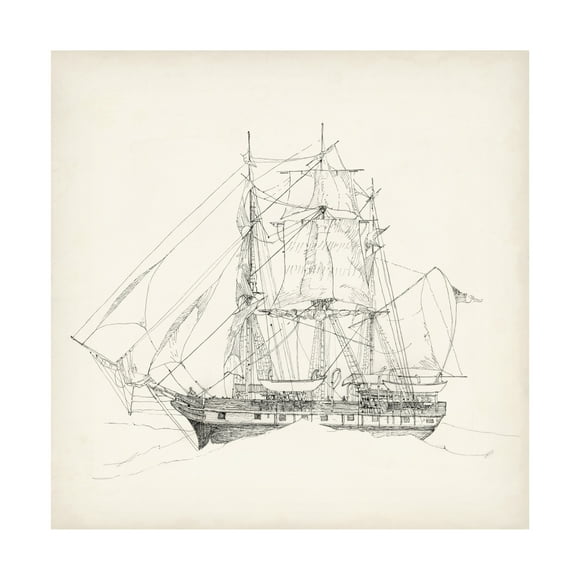Richard Foust 'Antique Ship Sketch II' Canvas Art