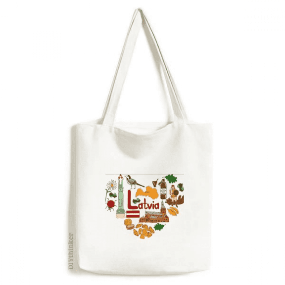 Latvia Love Heart Landscap National Flag Tote Canvas Bag Shopping Satchel Casual Handbag