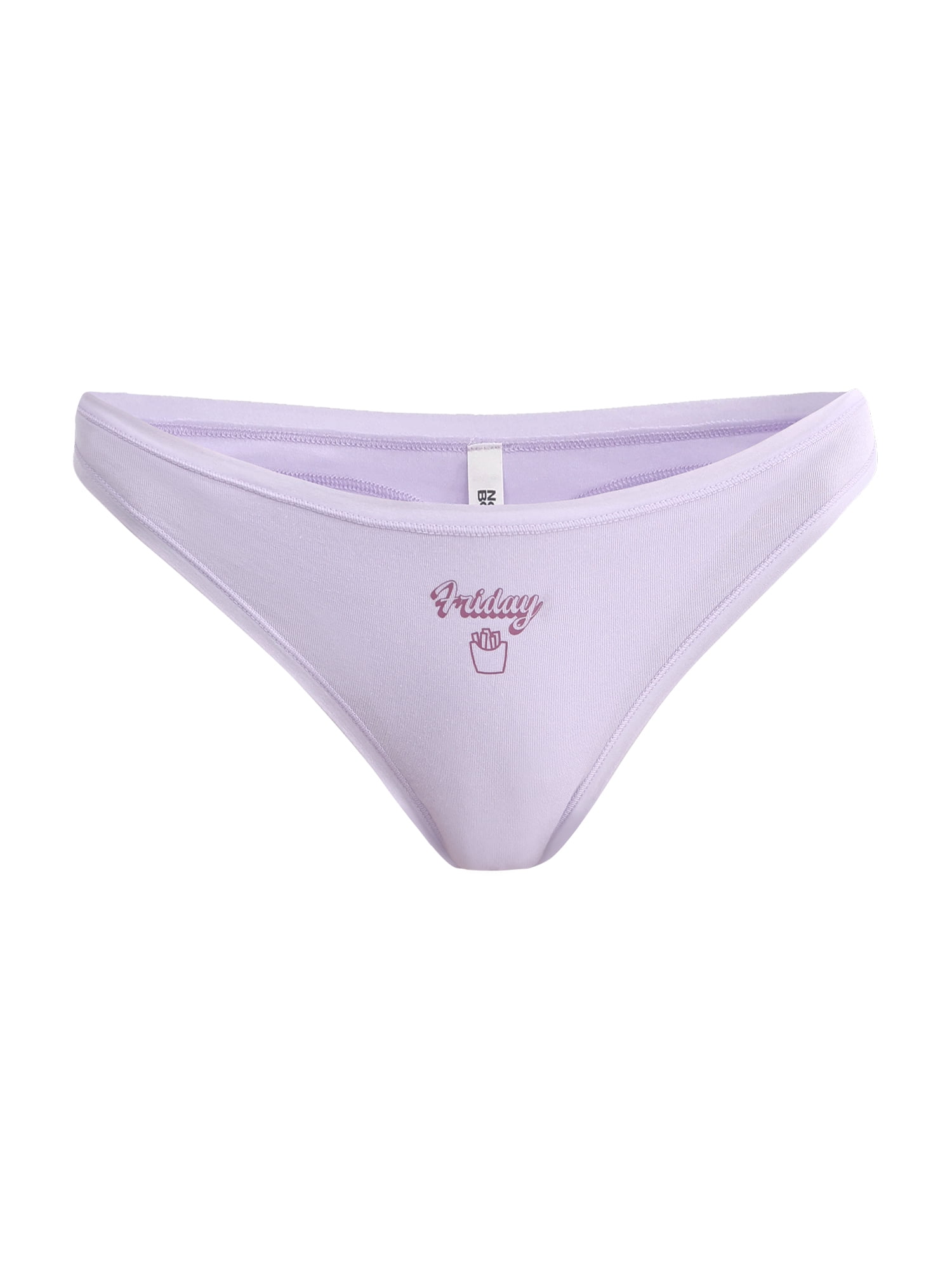 No Boundaries Cotton Thong Panties, Days of the Week - 7 Pack, Women’s and Women’s Plus, Sizes XS-XXXL