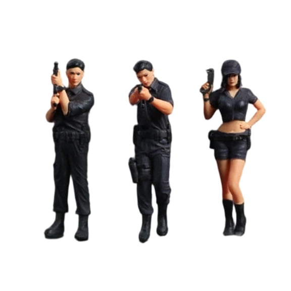 3 Pieces Miniature People Figure Special Agent Resin Material for Micro Landscape Decor Dollhouse Scene