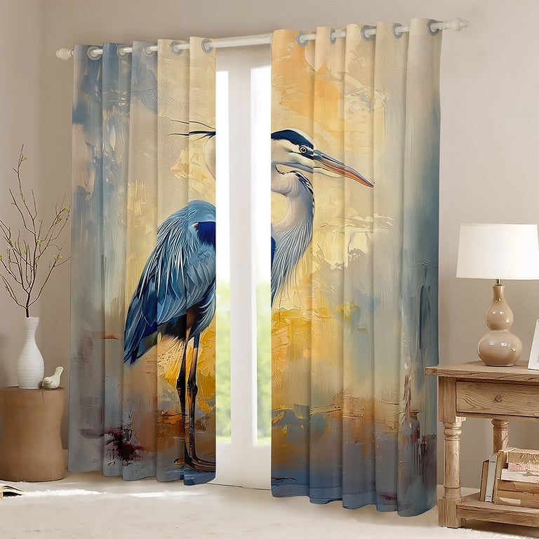 Erosebridal Transitional Heron Bird Curtains and Drapes Pack of 2 ...