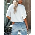 thumbnail image 2 of Dellytop Women Half Sleeve Drop Shoulder Solid Color Basic Crop Tops, 2 of 3