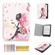 Allytech Case for Kobo Clara HD 6" 2018 eReader, Stand Auto Wake Sleep Flip PU Leather Stand Case Protective Cover for Kobo Clara HD, Butterfly Girl