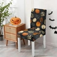 thumbnail image 4 of Halloween Chair Covers Set of 4,Holiday Dining Stretch Removable Protector,Fall Checkered Pumpkin Chair Back Covers Farmhouse Decor,Colorful Seat Slipcovers for Dining Room and Party, 4 of 5