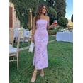 thumbnail image 5 of Merokeety Womens Summer Maxi Tube Dress Floral Mesh Formal Party Long Dresses Purple l, 5 of 7