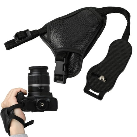 Grip Strap Pad Universal Leather Hand Grip Strap, Mounting Screw Adjustable Padded Camera Wrist Strap Hand Grip Compatible with Nikon Canon Sony Pentax Olympus Panasonic SLR DSLR Cameras ()