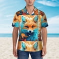 thumbnail image 2 of Fotbe Fiery Red Maple Leaf Fox Camisa Hawaiana para Hombre Unisex – Camisa Casual de Verano con Botones de Manga Corta de Algodón y Lino,Large, 2 of 7