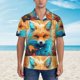 thumbnail image 2 of Balery Fiery Red Maple Leaf Fox Camisas hawaianas de manga corta para hombre, camisas playeras de corte holgado, camisas de vacaciones con botones,Small, 2 of 7