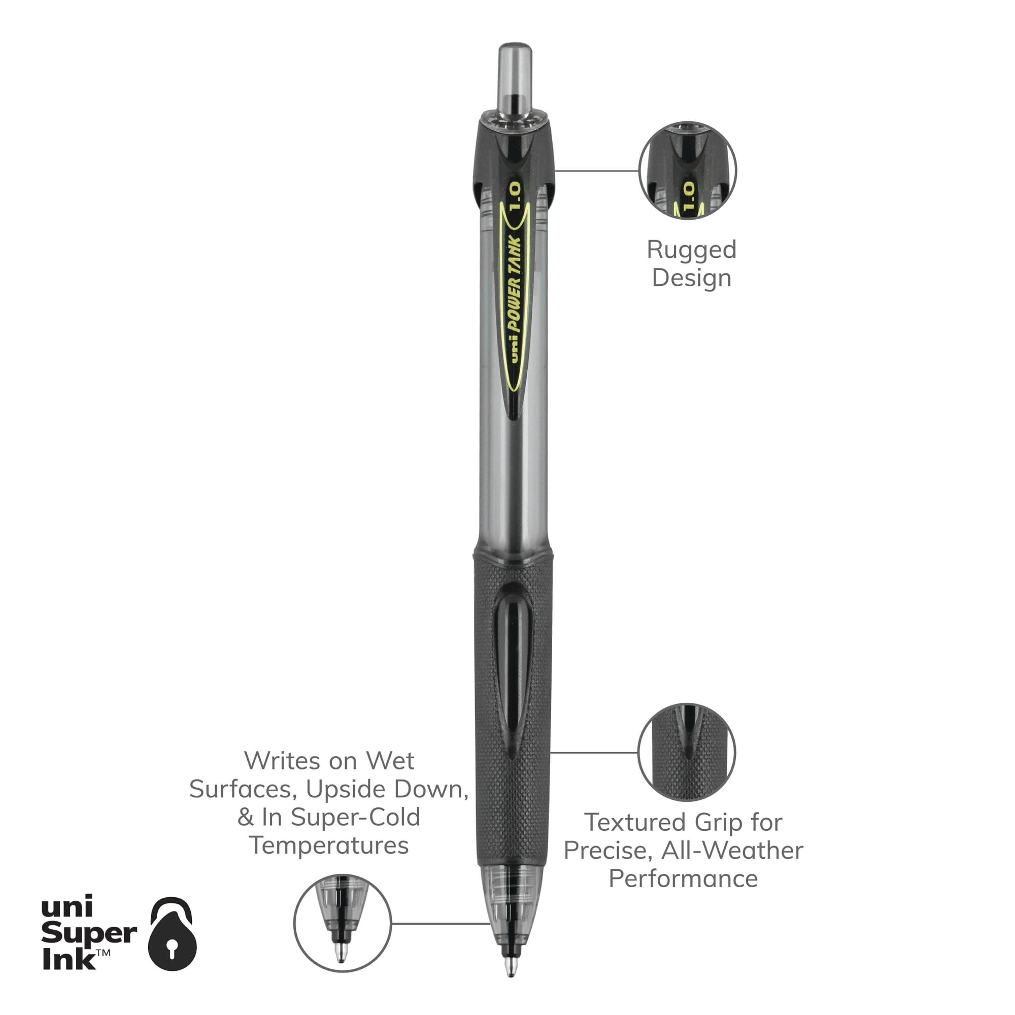 Uni-ball Power Tank RT Kugelschreiber 2er Pack – 24 Stifte Insgesamt, Schwarze Tinte, 1.0 Mm Strichstärke