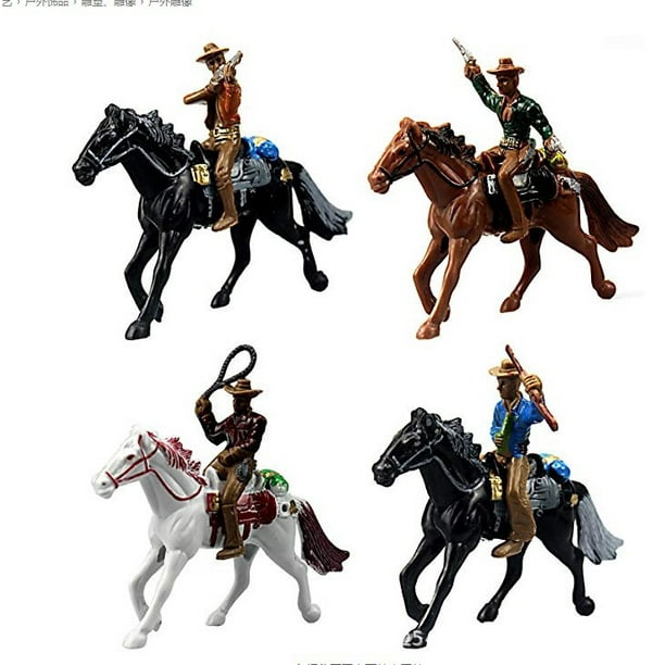 Modelo de vaquero occidental a caballo, cuatro modelos mixtos de muñecos occidentales, caja de arena psicológica, accesorios de personajes