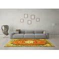 thumbnail image 3 of Ahgly Company Machine Washable Indoor Round Medallion Yellow Traditional Area Rugs, 3' Round, 3 of 4