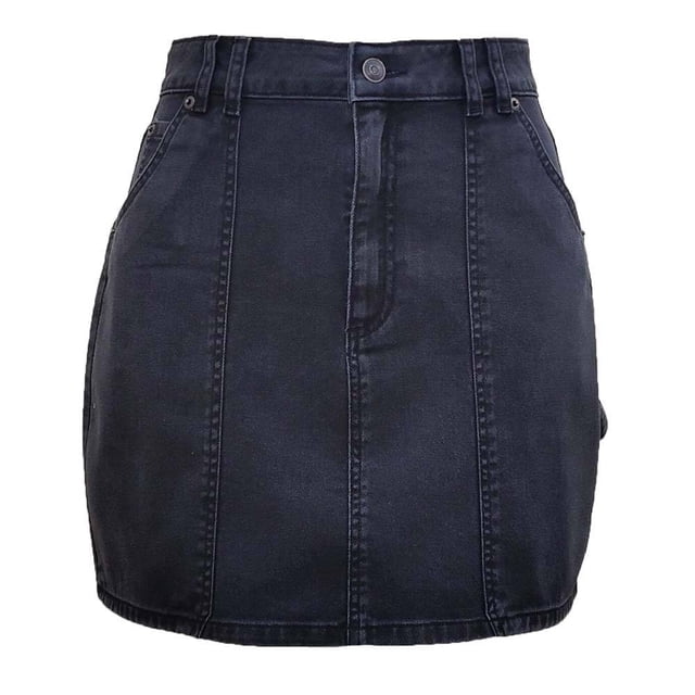 Falda George para Mujer, con Bolsillos en Costados y Parte Trasera, Denim Negro Talla G