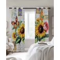 thumbnail image 4 of Vintage Sunflowers Kitchen Curtains Watercolor Botanical Flowers Cafe Short Curtains for Bathroom Blackout Window Curtain Grommet Small Window Treatment Drapes for Bedroom Living Room 27.5"x39"x2, 4 of 9